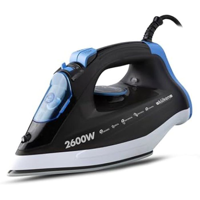 

Парова праска - KUKEN - Модель 2600 Вт - Підошва з нержавіючої сталі - Подача пари 140 г/хв - Резервуар 320 мл