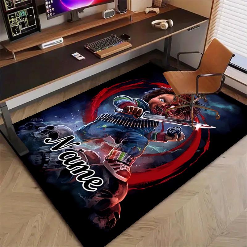 Custom Chucky Mat Personalized Name, Polyester Washable Indoor Entryway Rug, Gift for Christmas, Easter, Thanksgiving Day