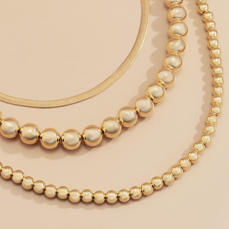 Meier Trendy and cool flat snake bone necklace for women, vintage punk style beaded chain choker