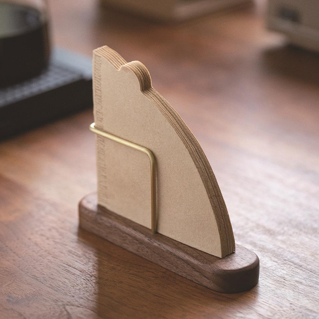 1PC solid wood coffee filter paper holder, vertical wooden dustproof bracket, household filter paper solid wood storage rack
