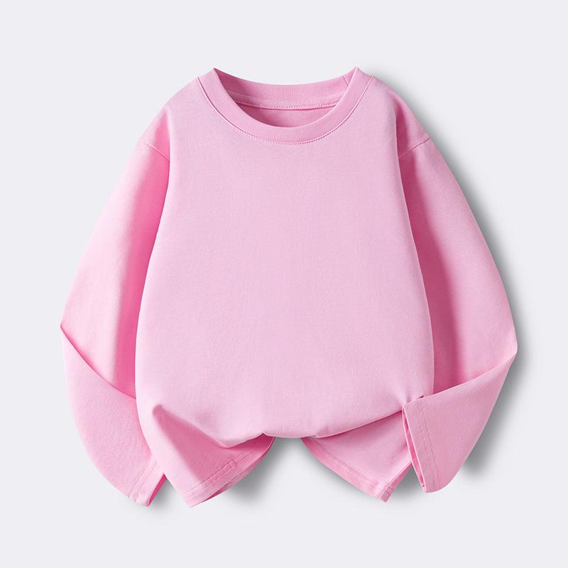 Kids' Solid Color Long-Sleeve Cotton T-Shirt for Boys & Girls, Customizable Base Layer for Older Children