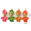 1 Piece Enamel Goldfish 3D Movable Brass Charms Orange Cubic Zirconia 18K Gold Plated Fish Ocean Jewelry Pendants 3cm x 1.5cm