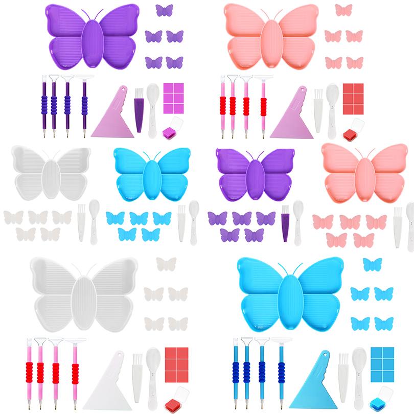 5 Grid Palette Butterfly Diamond Painting Tray Kits Diamond Painting Pen Nail Art Beading Plates Storage Container Cross Art