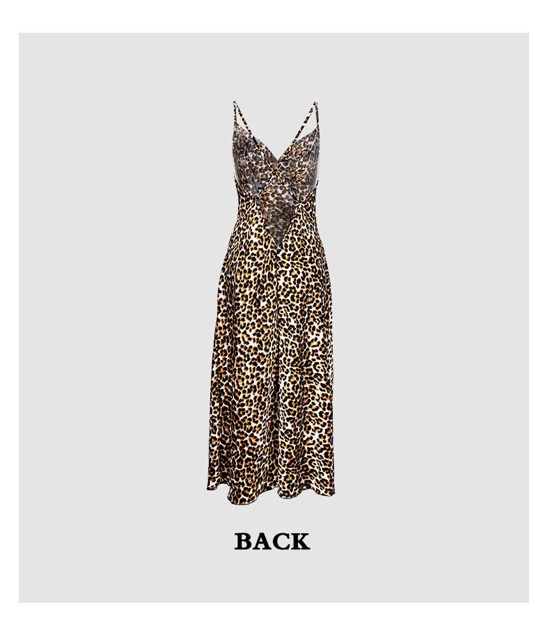 Summer 2026 Women's Leopard Print Deep V-neck Camisole Dress