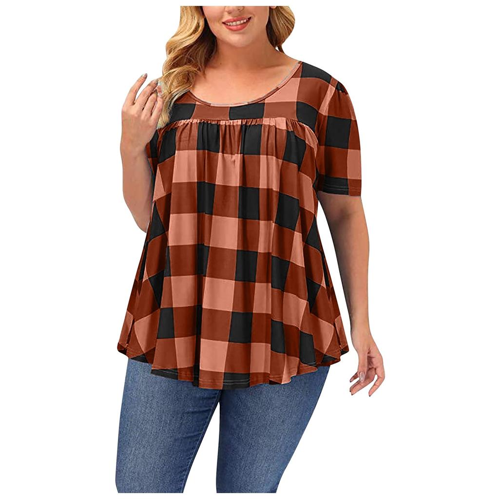 Fashion Plus Size Women's Casual Loose Short-sleeved Round Neck Printed T-shirt