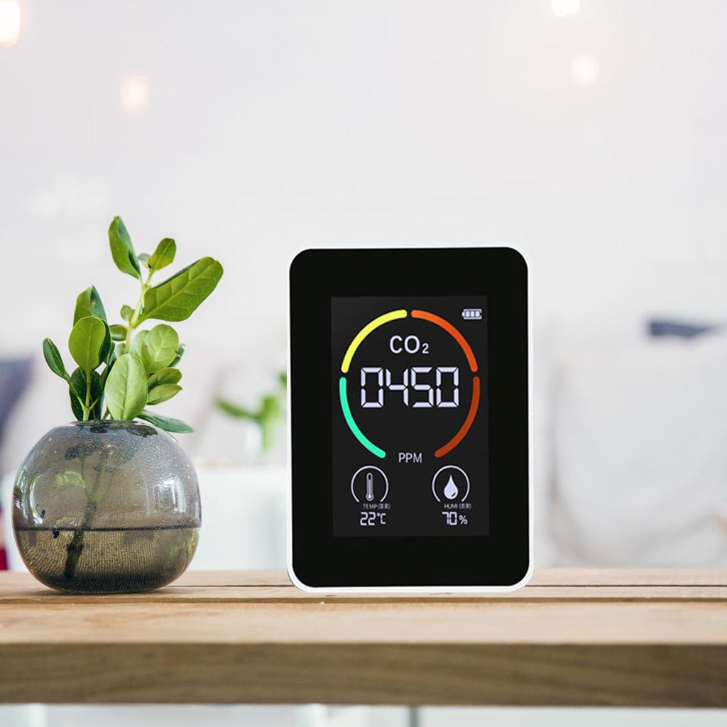 Digitales CO2-Messgerät, Luftqualitätsmonitore, 1200 mAh, mit Temperatur- und Feuchtigkeitssensor für den Bürogebrauch, genaue Luftanalyse