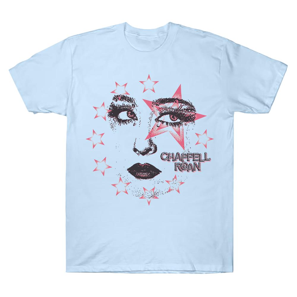 Star Face T-Shirt Chappell Roan Aesthetic Art Print Short Sleeved Clothes Summer New Unisex Cotton T Shirt Comfort Tee