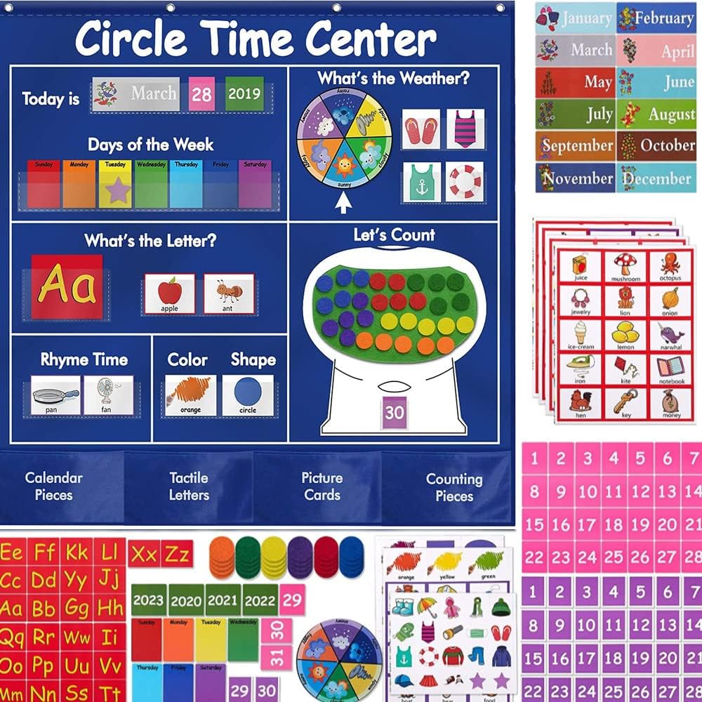 Circle Time Center Classroom Pocket Charts Teaching Pocket Chart Calendar Learning Shape Color Weather Classroom Pocket Chart-Number Pocket Chart