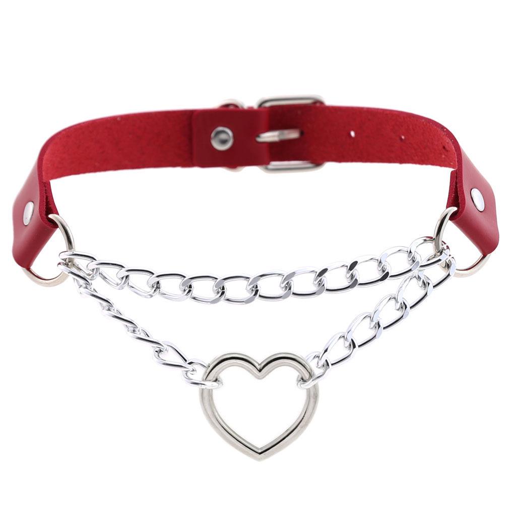 Pastelově gothický choker srdíčkový obojek pro dívku cosplay Harajuku náhrdelník krční pásek choker Kawaii růžové estetické doplňky