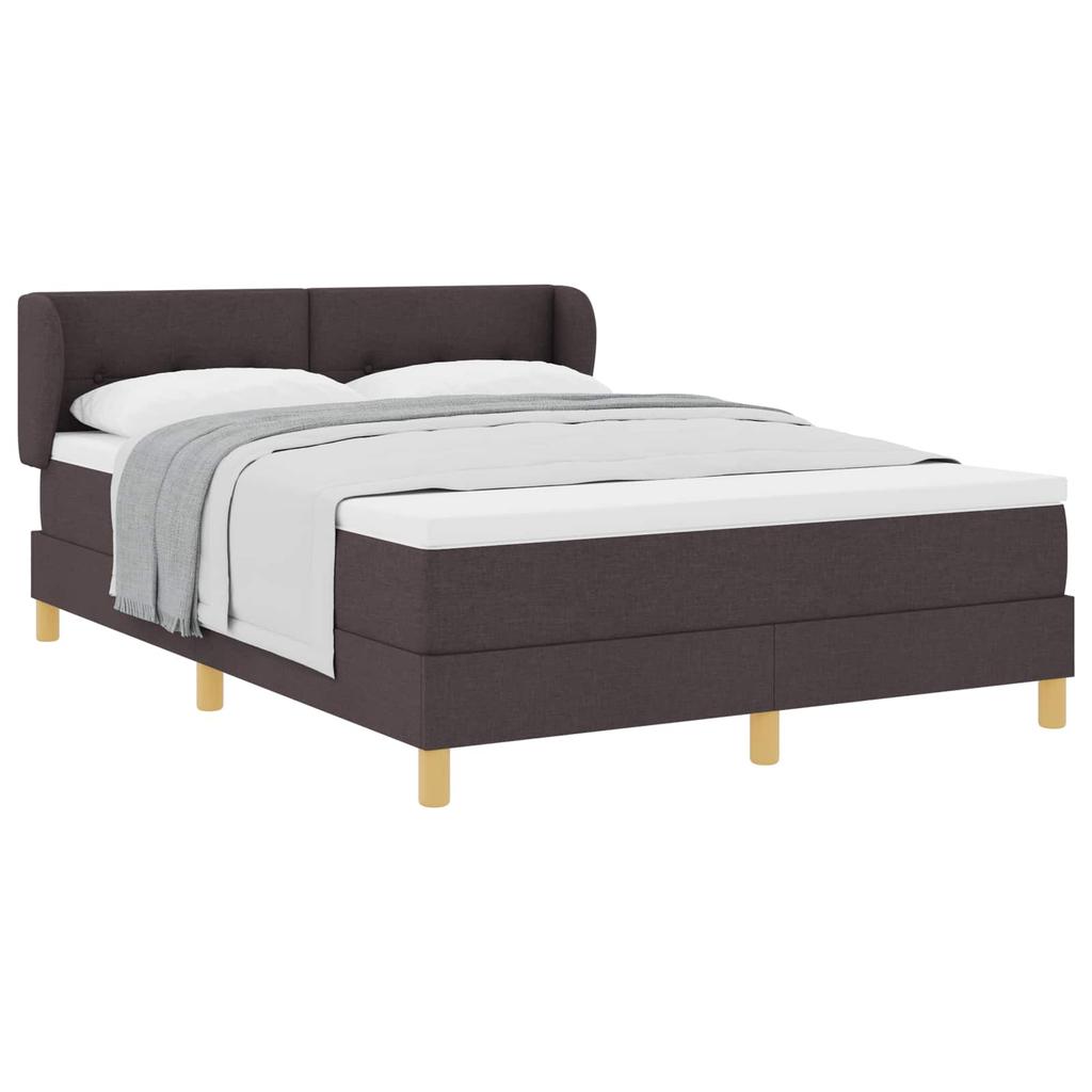 Box Spring Bed with Mattress Dark Brown 140 x 200 cm Fabric