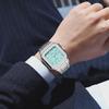 Luxury Men's Quartz Watch Square Case Day Date Display Stainless Steel Wristwatch