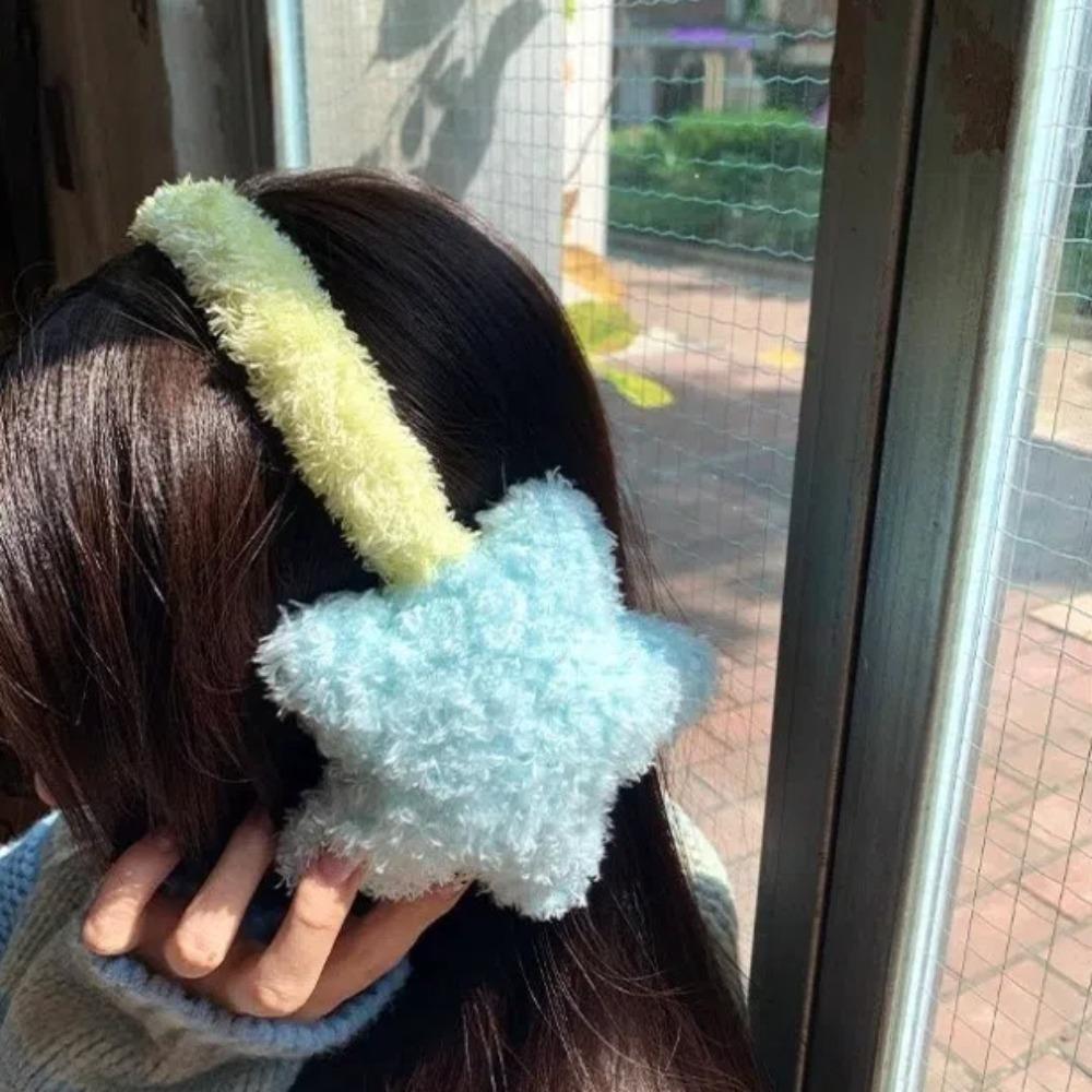 New Y2K Star Earmuff Keep Warm Cold Protection Star Fluffy Earmuffs Ear Protection Ear Cover синий
