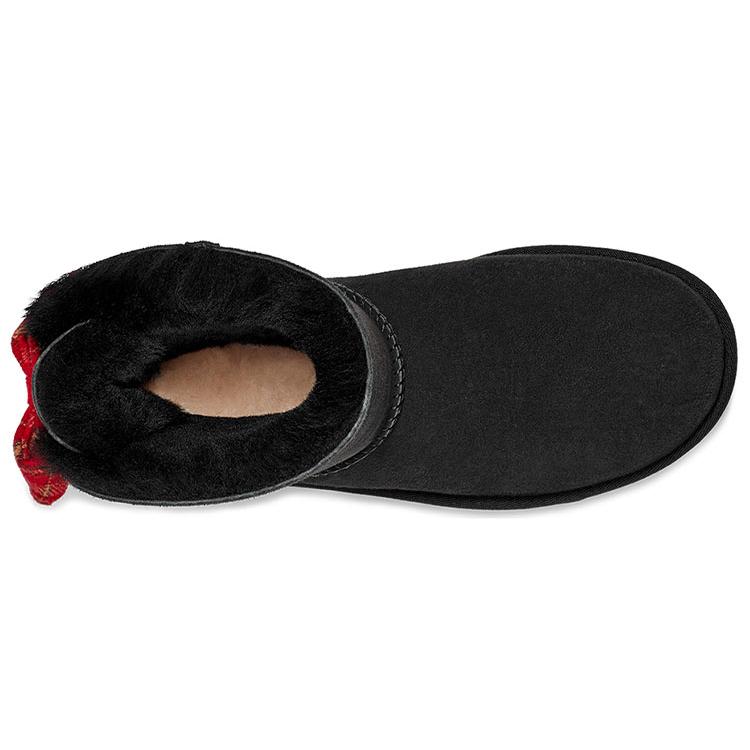 UGG Mini Bailey Bow Plaid Ribbon 'Black Red' Women's 1119115-BLK