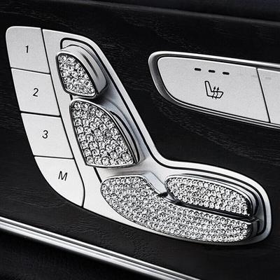 Silber Bling Kristall Sitzverstellung Steuerschalter Dekor Abdeckung Zierleisten für Mercedes Benz CE GLC W205 W213 X205 2015+