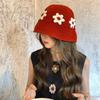 Korean Style Beanies Hat Handmade Bucket Hat Casual Crochet Flower Knitted Hat  Autumn and Winter