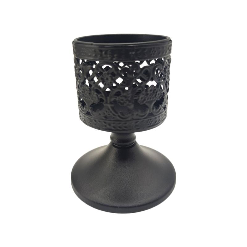 

Decorative Wrought Iron Tealight Holders With Artistic Openwork Pattern Eid Ramadans Candle Stand For Wedding Decoration S чёрный