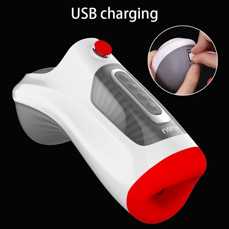 JIUAI Echt Oral Blowjob Männlicher Masturbator Deep Throat Air Control Vakuum Saugen Vibrierende Sex Maschine Sex Spielzeug für Männer