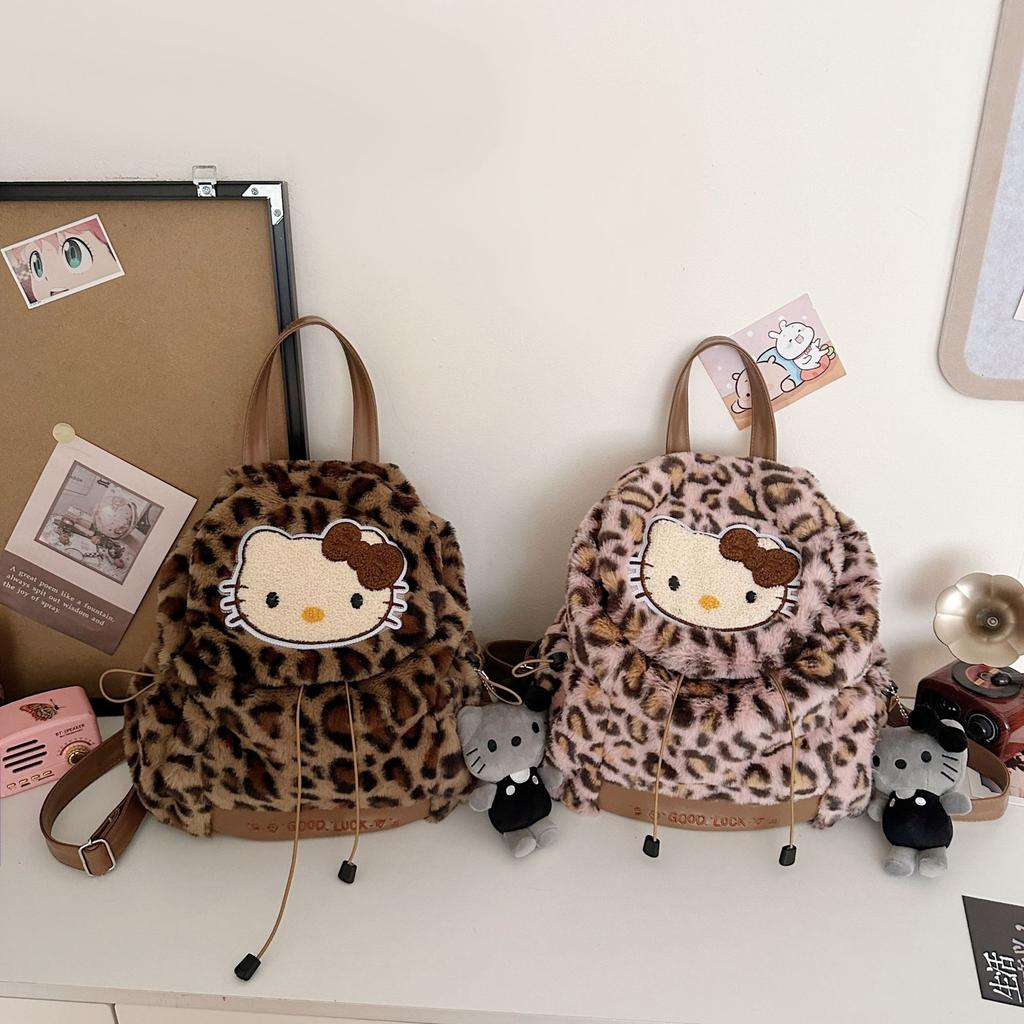 Schoolbag cute plush flip new kt sweet backpack hello kitty melody kulomie backpack large capacity bag