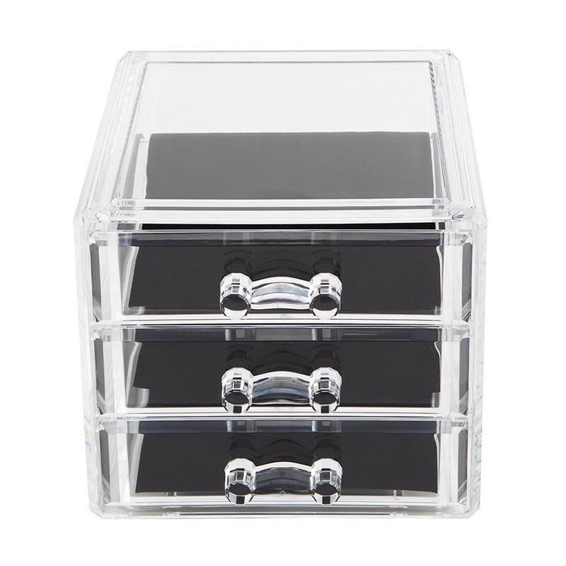 Home Office Organizer Vanity Acrylic 3 Drawers Cosmetic Makeup Organizer Transparent Plastic Makeup Jewelry Container | Cases and Storage Containers