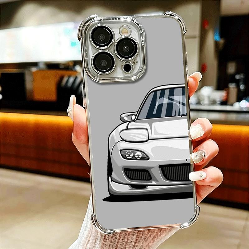Simple Japanese Sports Cars Pattern Soft Phone Case For iPhone 15 16 17 Air 14 Pro Max 16E Plus 13 12 Mini Plating Anti-Fall Fun