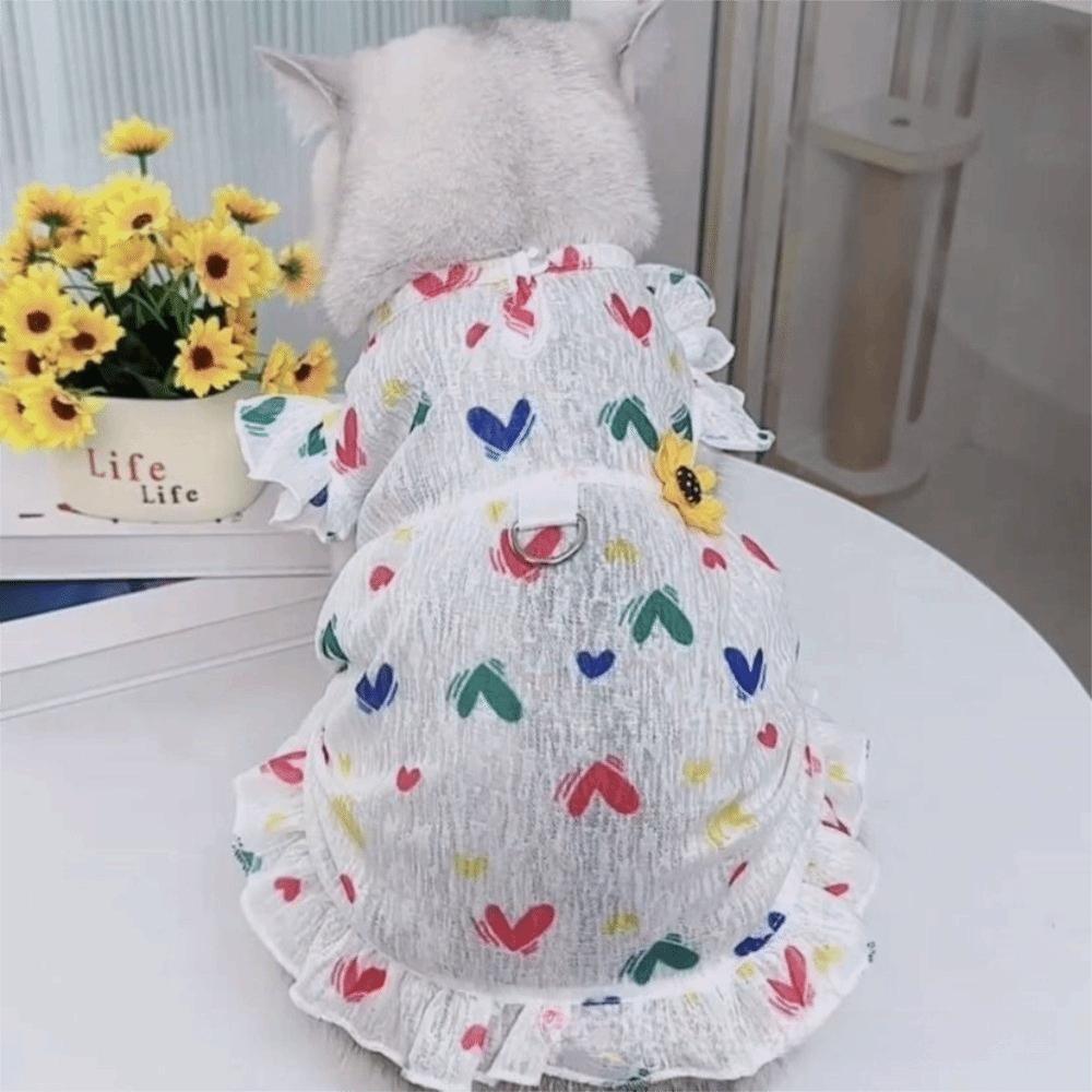 Mushroom Pattern Dog Princess Dresses Flutter Sleeve Summer Pet Skirt  Outings Activity