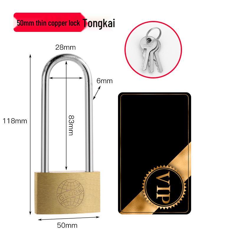 Extra Long Shackle Padlock 30mm Copper with 3 Keys for Cabinets and Doors