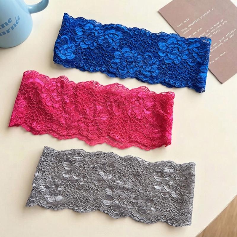 Lace Hair Band for Women, Wide Flower Headband, Elastic Hairwrap for Daily Grooming, Makeup Prep, Casual Wear, and Daily Styling