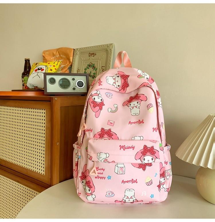 Trendy Lightweight Nylon Backpack For Middle And High School Students In Pink And White