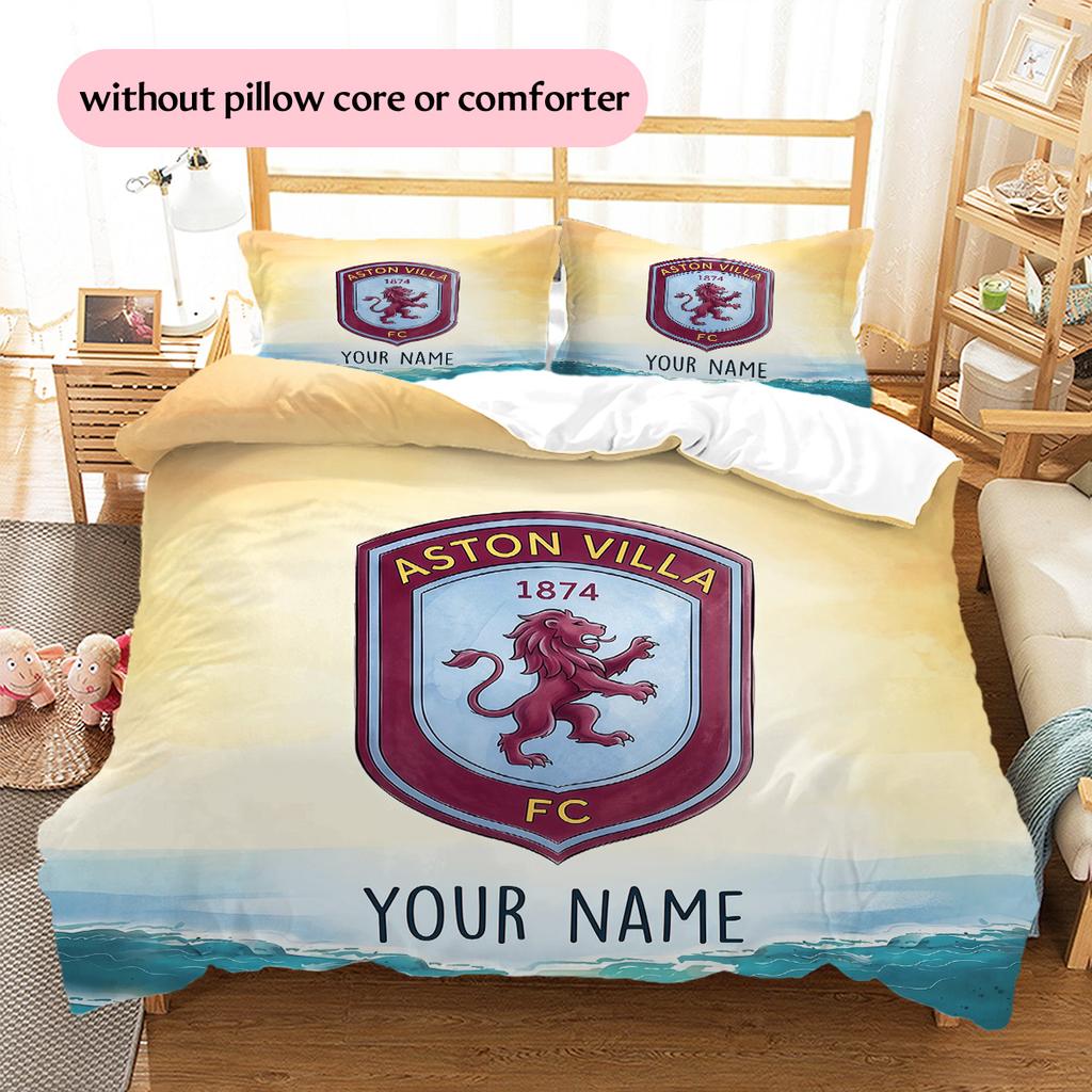 Custom Name Aston Villa2 Pattern Bedding Quilt Set  Home Decoration  Gift (1 * duvet cover + 2 * pillowcase  without core)