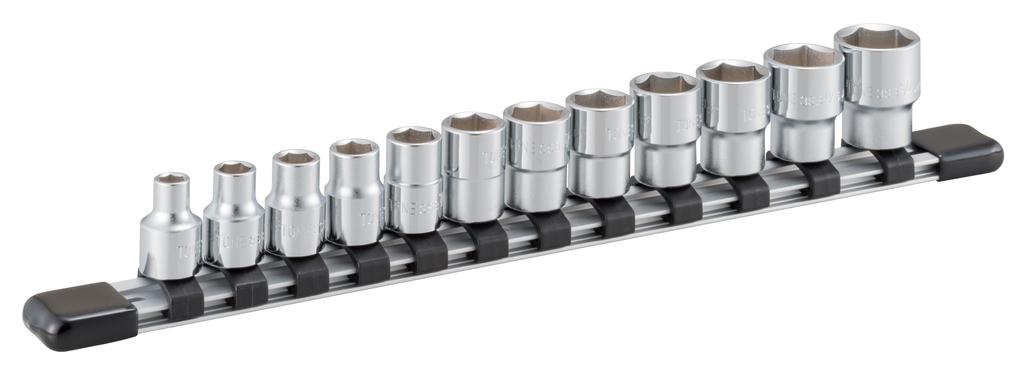 TONE Socket Set with Inch 12 Pieces (Hexagonal, Holder) HSB312, 9.5mm (3/8") Drive,