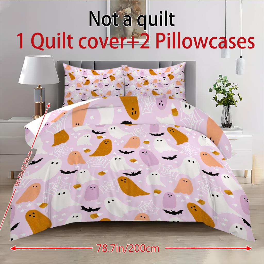 Halloween Dreiteiliges Bettwäscheset Bettbezug Kissenbezug Gebürsteter Stoff Verdickt