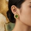1 Pair Green Crystal Green Crystal Earrings Round Shape Sparkling Earrings  Women Jewelry