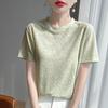 Új nyári stílus Jacquard Tencel kötött rövid ujjú női kerek nyakú kötött póló