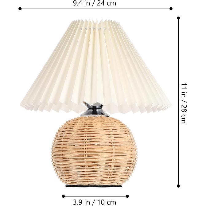 STOBAZA Bedside Table Lamp for Bedroom, Bedside Lamps for Nightstand with Pleated, Rechargeable Desk Reading Light for Living Room Kids Room Dorm