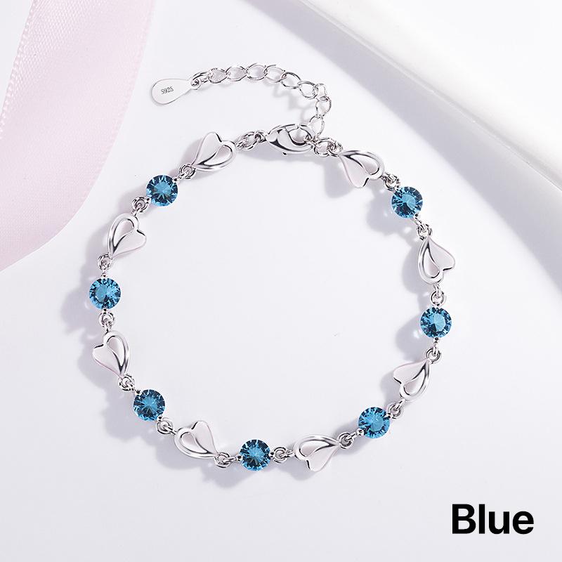 Fashion Crystal Silver Plated Heart Bracelet Zircon Diamond Adjustable Bracelet Jewelry Gift for Women