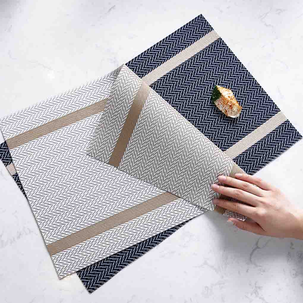 Modern Style Striped PVC Table Mat Placemats Stain Resistant Bowl Cup Dish Coaster Insulation Anti-Skid Waterproof Mats