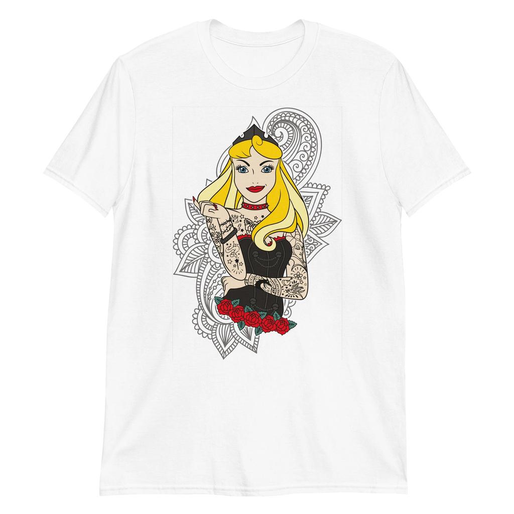 Rock Aurora Unisex 100% Cotton T-shirt Mens Tees Top Biker Disney Cartoon Woman Princess Character Anime