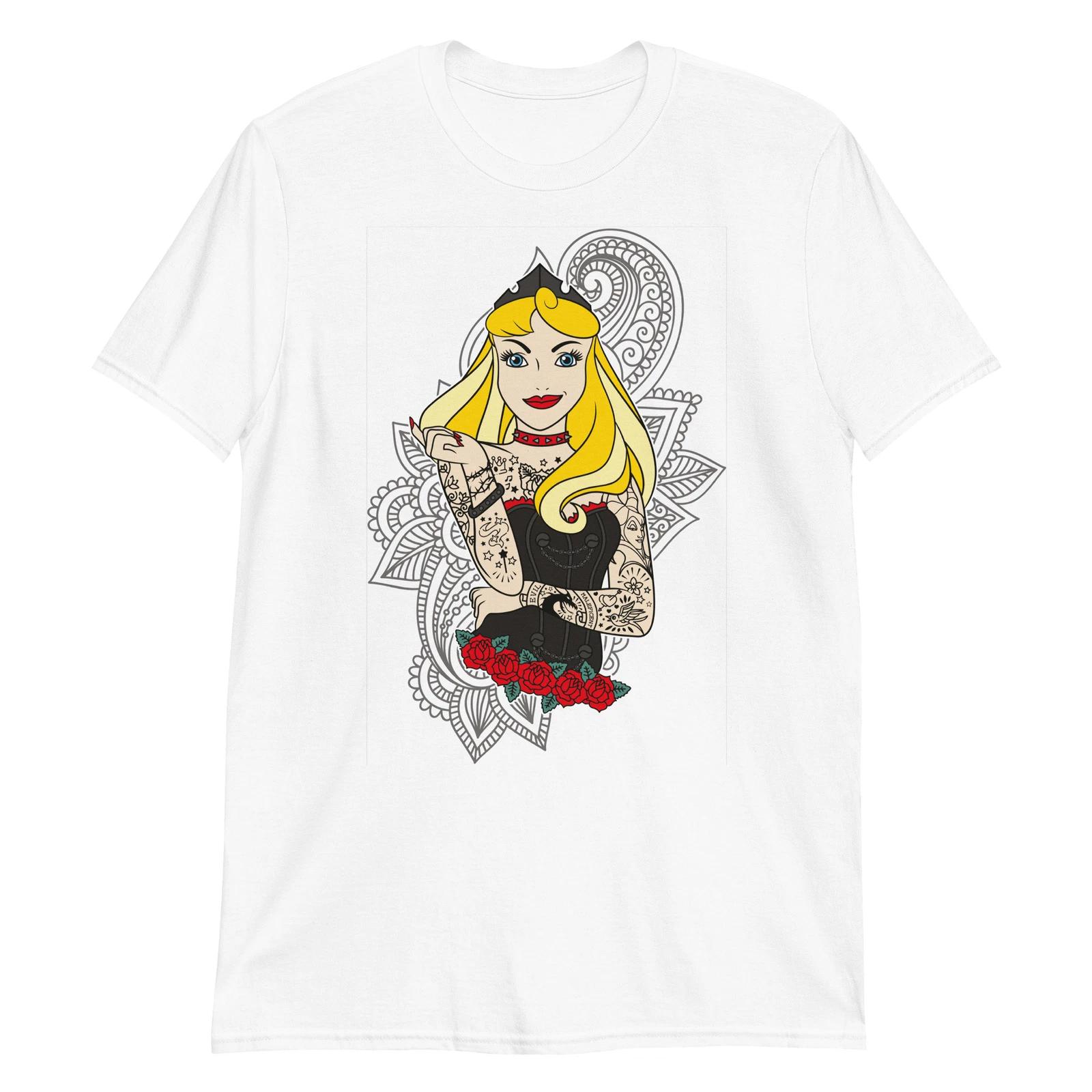 Rock Aurora Unisex T-Shirt Biker Disney Cartoon Woman Princess Character Anime L
