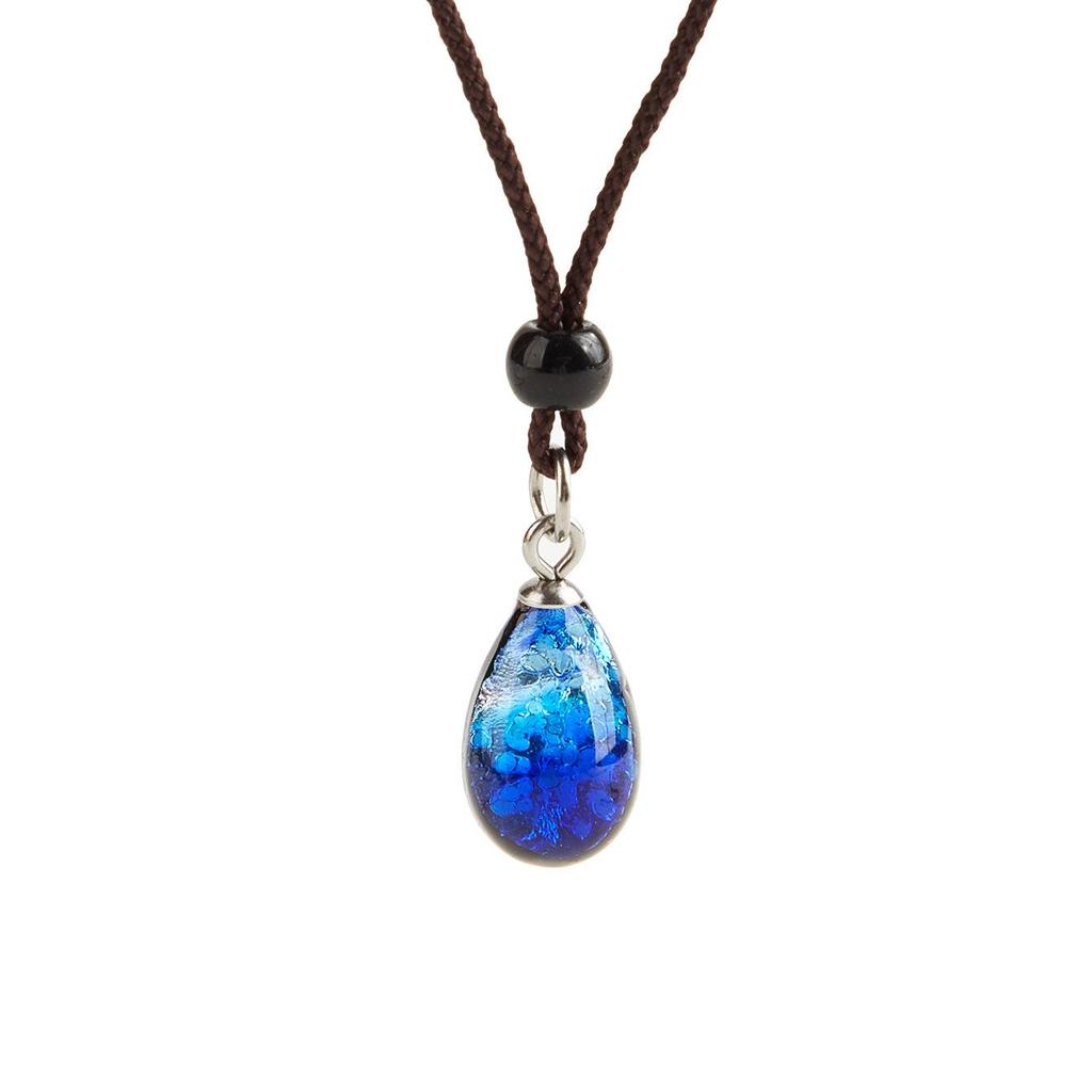 Collana Pendente a Forma di Goccia d'Acqua Fluorescente, Lanterna di Vetro Fatta a Mano, per Donna