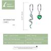 Bamoer Náušnice Love Of Snake Skutečné 925 Sterling Silver Zelená CZ kruhové náušnice pro ženy Svatební jemné šperky