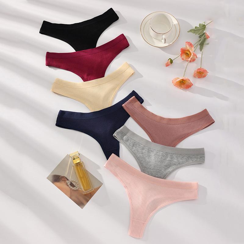 

7 шт./компл. женские хлопковые стринги удобные женские стринги женское сексуальное нижнее белье с низкой посадкой однотонные трусы бикини нижнее белье XL