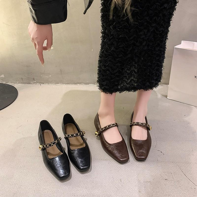 Women's Fashion Casual Shoes New Luxury Leather Buckle Thick Heel Women's Mary Jane Shoes Soft Sole Women's High Heels Versatile