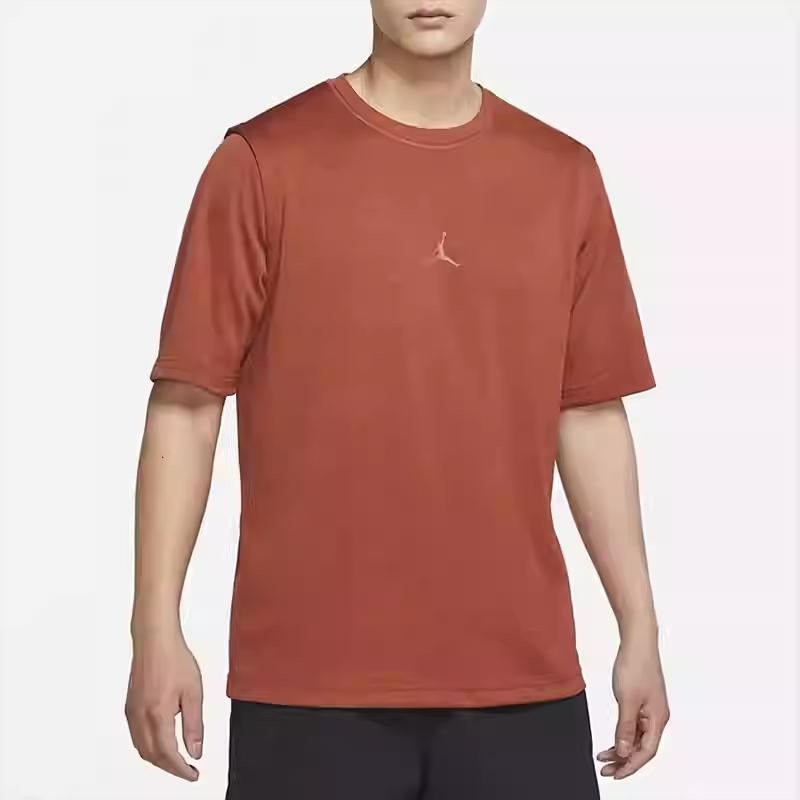Air Jordan Logo-Print Mock-Layered Rundhals-T-Shirt Herren Tops Braun DM1832-641