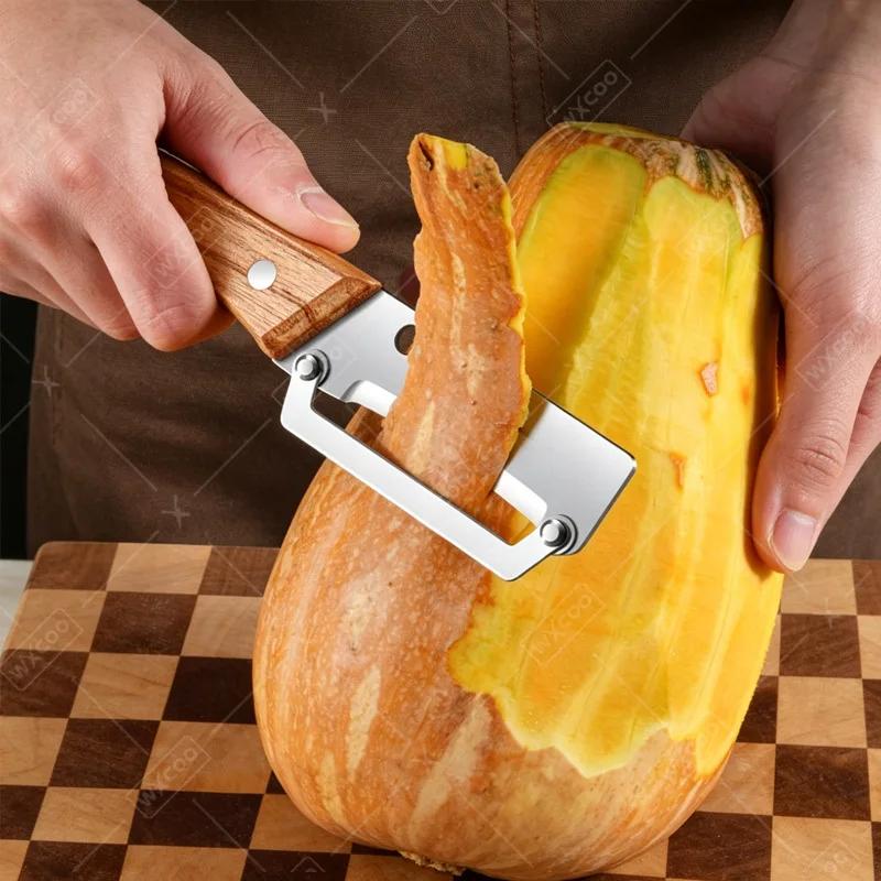 Pelador de Cocina Multifunción de Acero Inoxidable Específico para Cocina para Cortar Frutas y Verduras con Mango de Madera/Acero