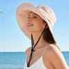 Sommer Damen Sonnenhut Fischerhut mit gestreiftem Futter, geeignet für Reisen im Freien, Sonnenschutzhut mit breiter Krempe