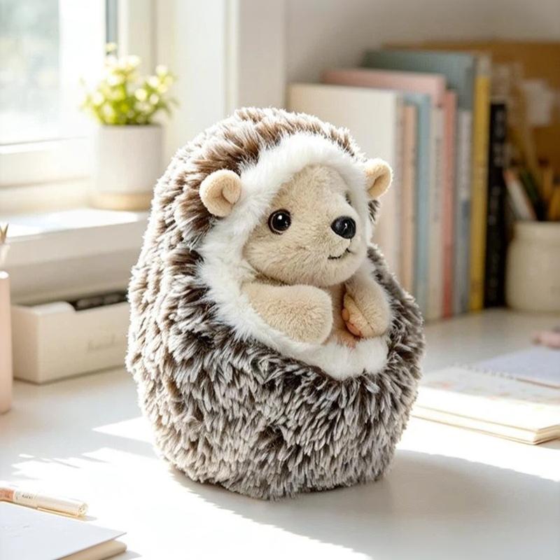Soft Huggable Hedgehog Plush Ball Toy Stuffed Animal Doll 1Pcs for Kids Bedtime Companion Gift Home Decor