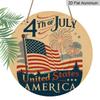 2D Flat 1pc, 8x8 In, Independence Day Celebration Themed Round Aluminum Metal Sign; Front Door Porch, Living Room, Bedroom Home Decor, Country Style