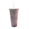 Rhinestone Cold Brew Coffee Cup: Double-Layered PS Straw Cup, Large Capacity, Perfect Gift for Women/Girls