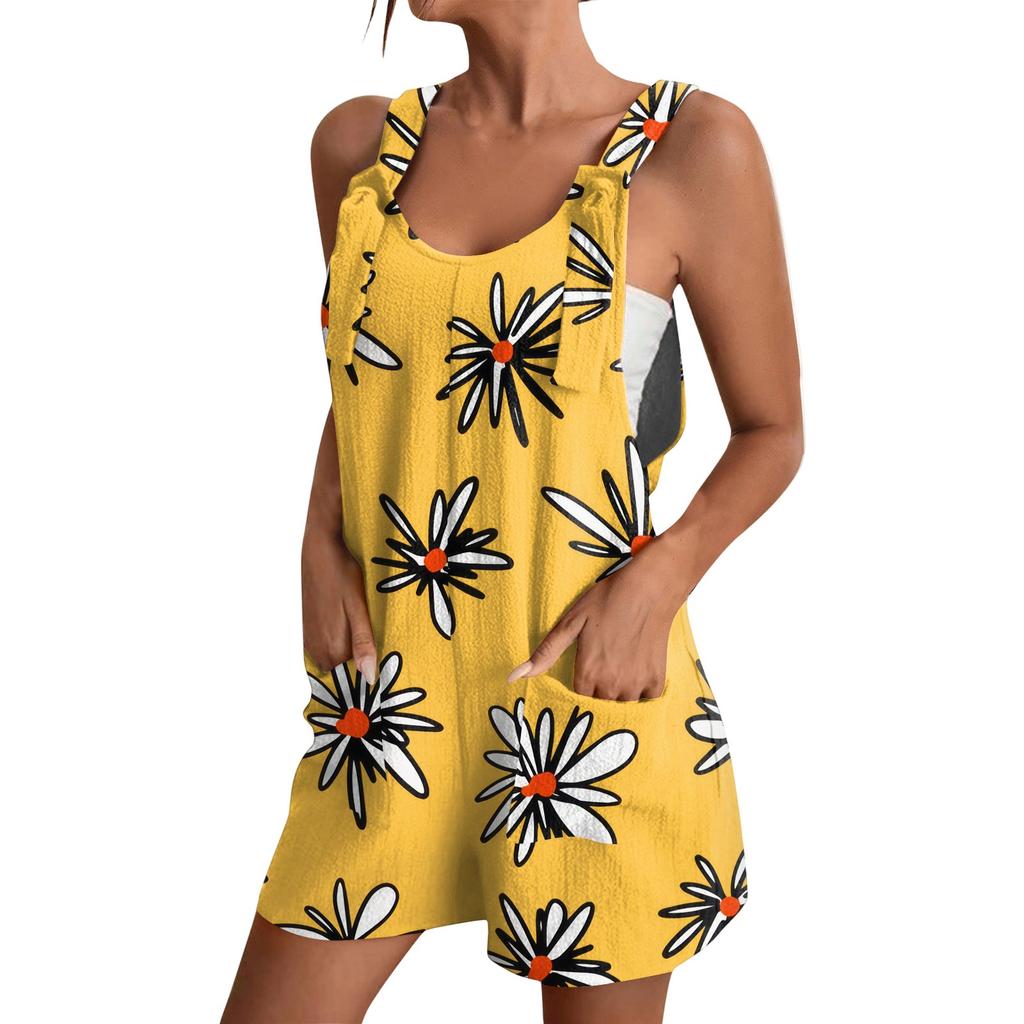 Women's Fashion Floral Print Jumpsuit Casual Jumpsuit Shorts