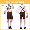 Hochwertiges Herren Oktoberfest Bekleidungs-Kostümset mit elegantem einfarbigem Hemd und Shorts